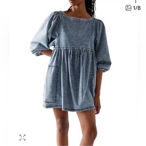 Free People Light Wash Denim Mini Dress